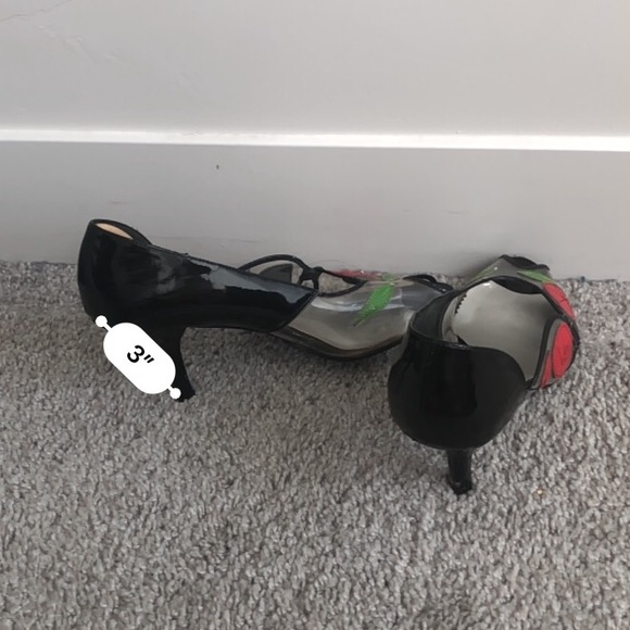 Retro Studio C Clear & Black Rose Heels - Picture 5 of 5